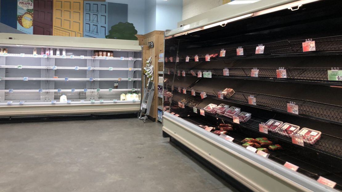 empty grocery shelves